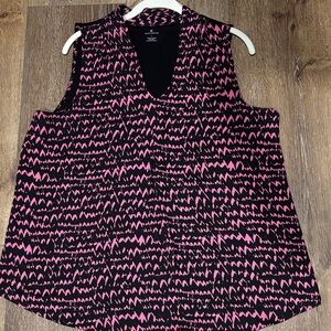 Worthington Pink and Black Sleeveless Blouse
